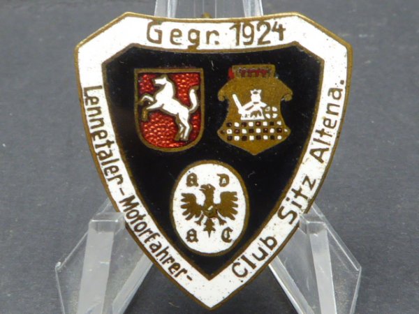 Badge - Lennetaler Motorfahrer Club - Altena headquarters. Gegr. 1924