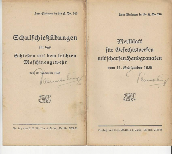 Ww2 German H.Dv.240 firing regulations for rifle carbines .... Orig. 1937, army service regulations