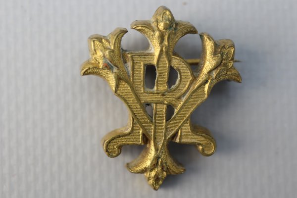 Regimental badge with pin system on the back