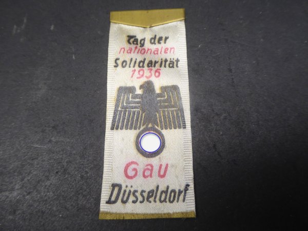 Abzeichen / Seidenband - Tag der nationalen Solidarität 1936 Gau Düsseldorf